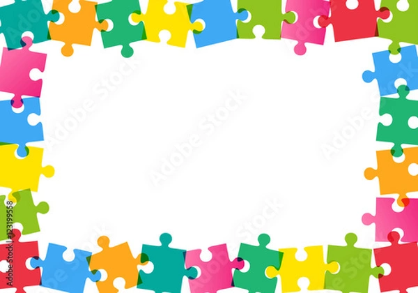 Obraz Colorful puzzle frame on white background Vector