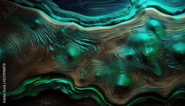 Obraz Un effetto legno luminescente con un design frattale astratto 