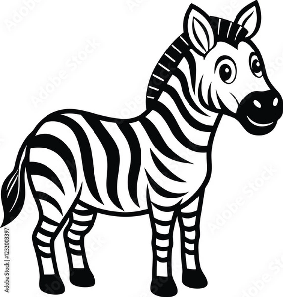 Fototapeta Coloring pages animals little cute Zebra little vector illustration