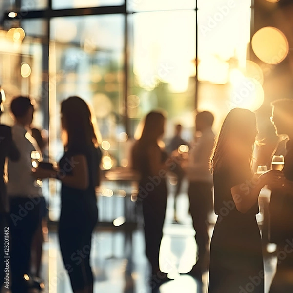 Obraz business group crowded social gathering networking event network diverse people mingling conversing talking corporate commercial sociable social businessman party