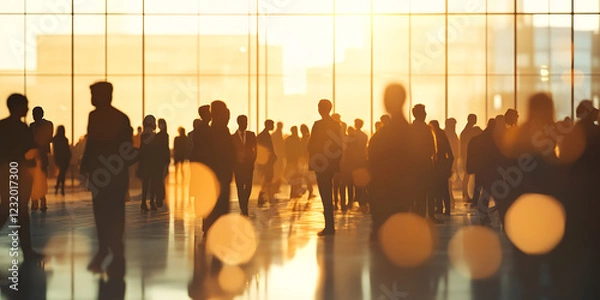 Fototapeta business group crowded social gathering networking event network diverse people mingling conversing talking corporate commercial sociable social businessman party
