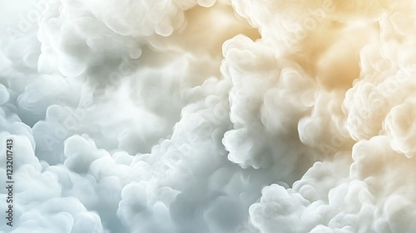 Obraz Explore the beauty of a cloudy abstract texture in shades of silver and white with striking metallic accents and ample copy space. Generative AI