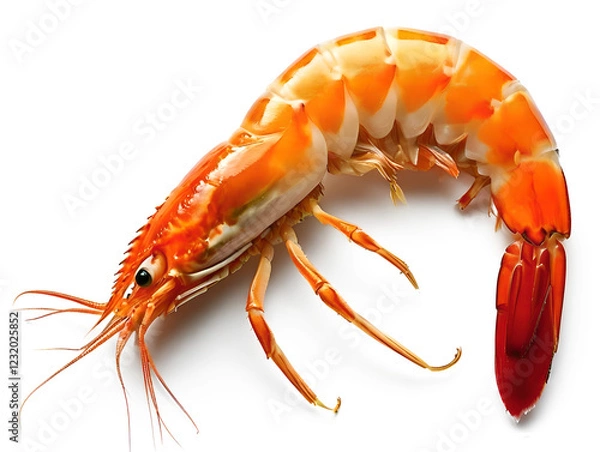 Fototapeta Big shrimp  isolated transparent background. sample for package design.