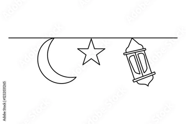 Fototapeta Moon continuous one line drawing of simple vector illustration