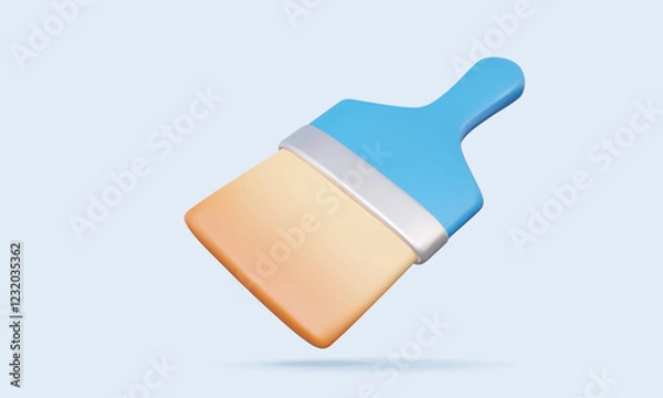 Fototapeta 3D vector Blue paint brush icon creativity renovation tool House new repair decoration or Education learn graphic artwork Concept. on isolated on pastel background. illustration element