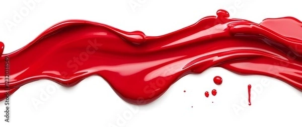 Obraz Vibrant red paint fluid flowing on a white background, creates a visual effect, generative AI