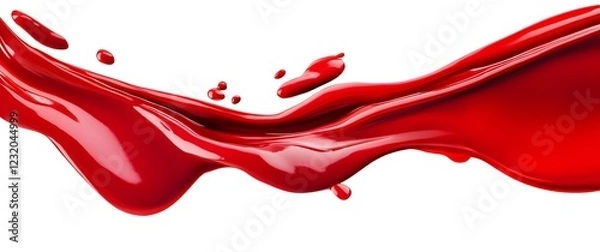 Obraz Vibrant red paint fluid flowing on a white background, creates a visual effect, generative AI