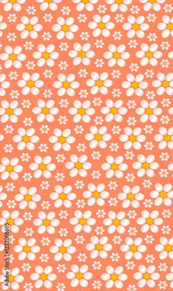Obraz Blooming midsummer meadow seamless pattern. Plant background for fashion, wallpapers, print. A lot of different flowers on the field. Liberty style Trendy floral design, white seamless floral pattern