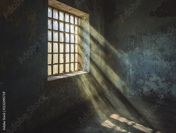 Obraz Room with window and barred window