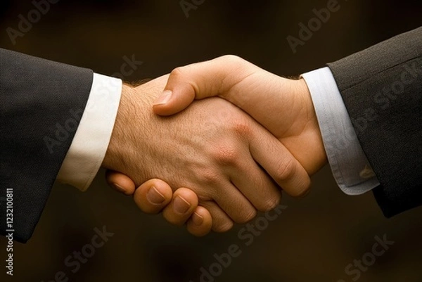 Fototapeta two business people shaking hands after contract is done