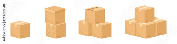 Obraz Stacks of cardboard boxes. Vector