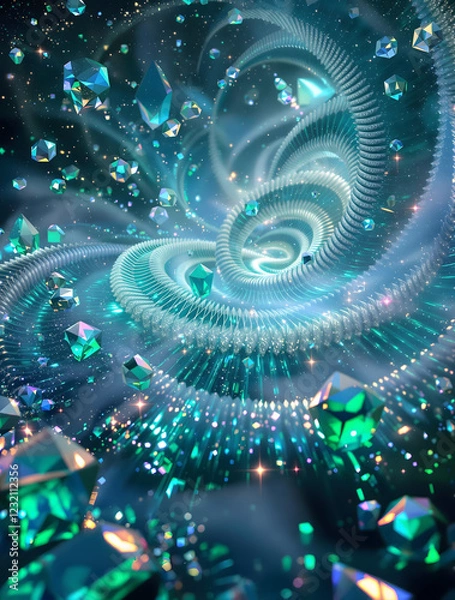 Fototapeta 
Abstract background with space. Background with light effects and crystals. Futuristic and mystical look. 
Sacred geometry, op art.