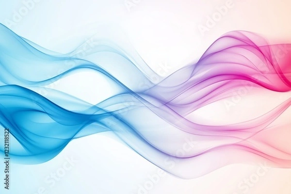 Fototapeta Bright abstract background with smooth gradient transitions of blue and pink, soft curves and dynamic flow.