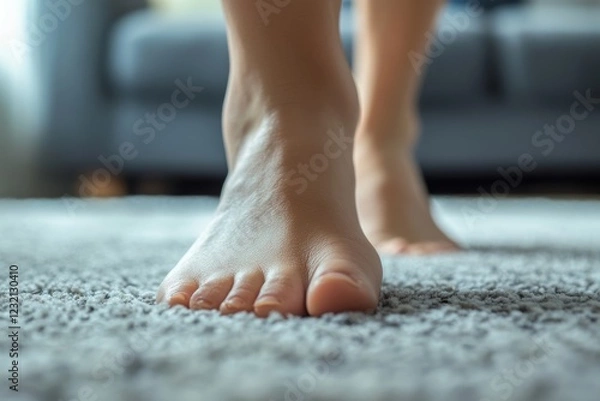 Obraz Close-up bare feet of person feeling pain on foot heel