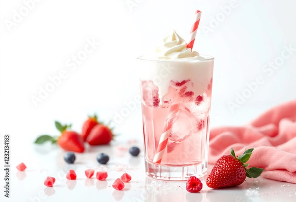 Obraz Soda water with with a whipped milk cream on the top