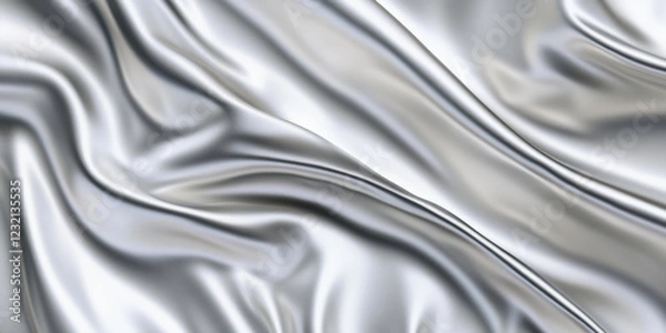 Fototapeta Silver-gray textures wallpaper with smooth silk wave patterns. The clean metallic tones create a futuristic and minimalist high-definition background.