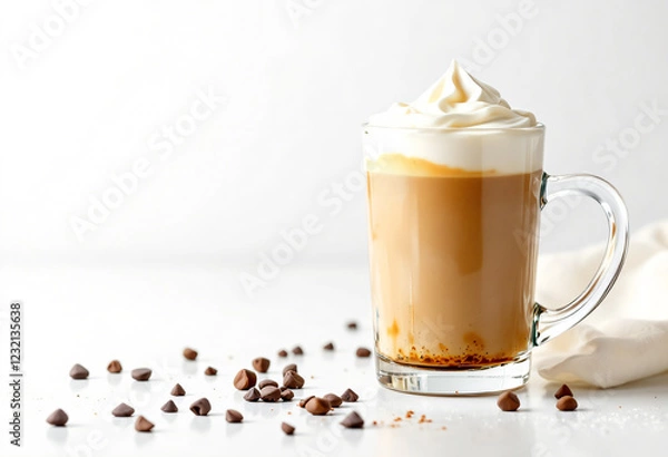 Obraz Glass of coffee with a milk cream on the top