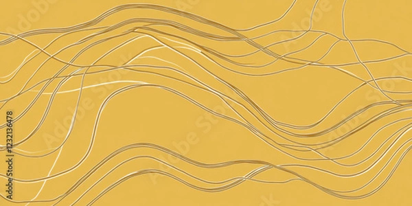Fototapeta Abstract organic lines in muted mustard yellow, flowing and intertwining with a smooth, organic feel. The warm, earthy tone creates an inviting, natural background for modern designs.