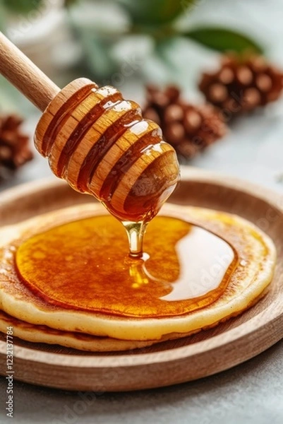 Fototapeta pancakes with honey , Generative Ai,
