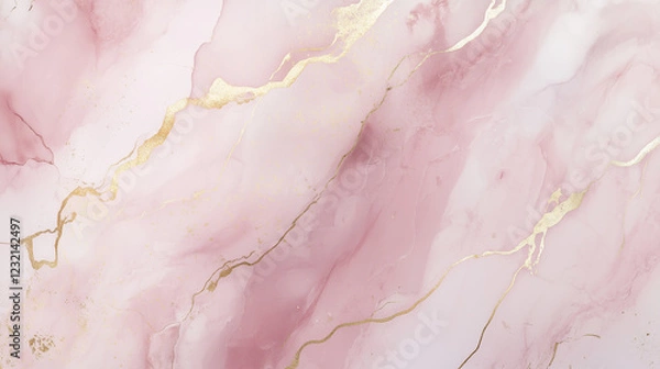 Obraz Pink and gold marble texture background. Generative Ai.

