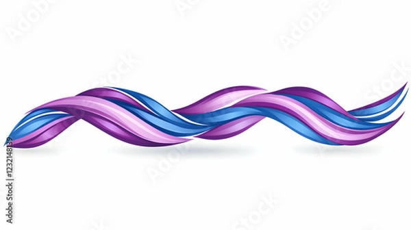 Obraz Abstract purple and blue wave design, flowing smoothly against a white background, ideal for website banners or graphic designs