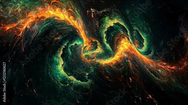 Fototapeta Luminous Network of Paths Weaving Through a Cosmic Landscape