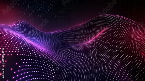 Fototapeta Dark Background with Holographic Grid Patterns in Vibrant Color Gradients