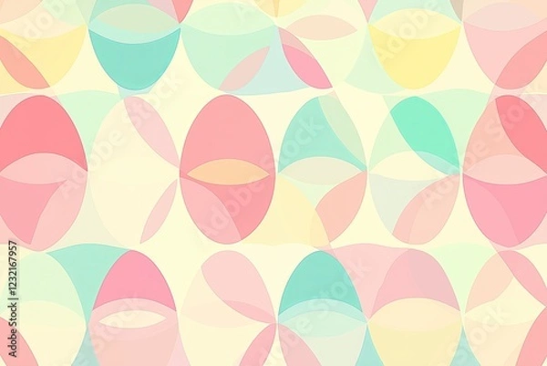 Obraz A geometric pattern of overlapping circles and triangles in pastel colors, abstract and elegant