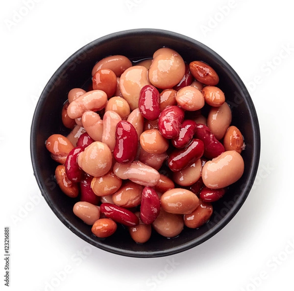 Fototapeta Miska fasoli w puszkach z góry