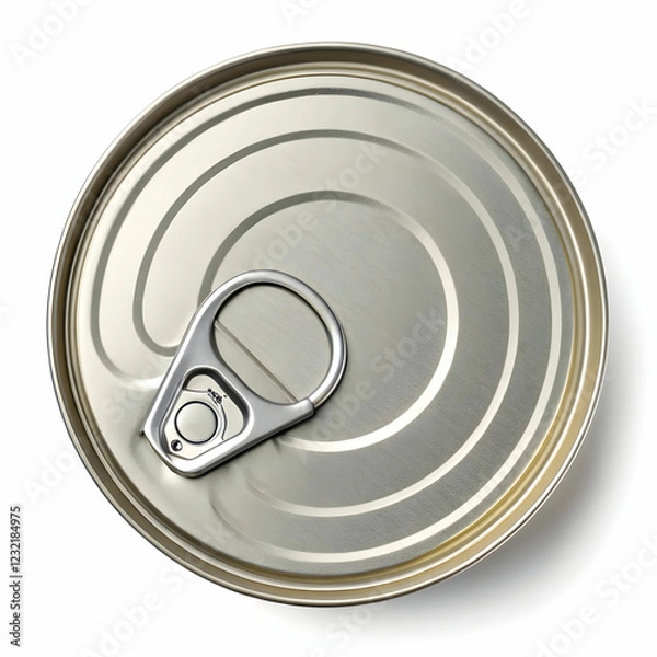 Fototapeta A tin can lid with a metal ring is used to seal cans, ensuring freshness .