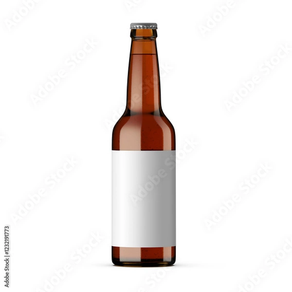 Fototapeta 3D render of Beer bottle isolated on transparent background