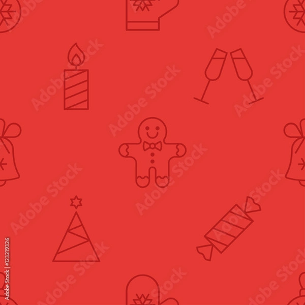 Obraz Merry Christmas and Happy New Year vector pattern