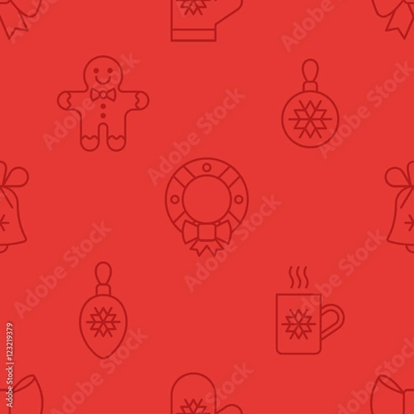 Obraz Merry Christmas and Happy New Year vector pattern