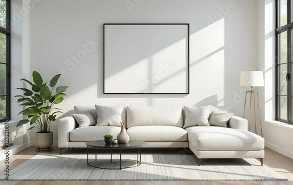 Obraz  Elegant Living Room with Neutral Color Palette and Decorative Elements