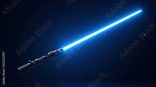 Obraz High-tech blue lightsaber designed for combat.