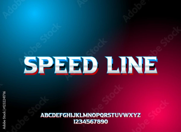 Obraz Glossy with chrome speed line logo text effect, perfect for automotive banner template