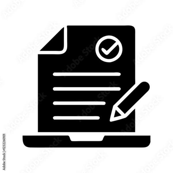 Fototapeta Stylized Verified Document Icon in Vector Format"