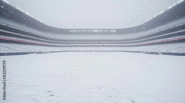 Obraz Snowed landscape with built structures in distance
