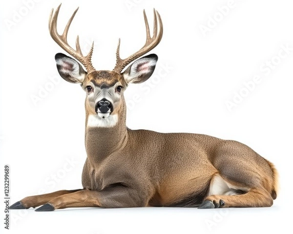 Fototapeta Elegant Display of Mule Deer Against a White Canvas