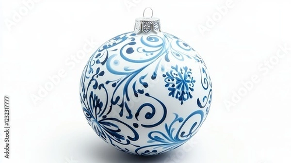 Obraz Detailed Christmas Ornament with Snowflake Patterns in Blue Design