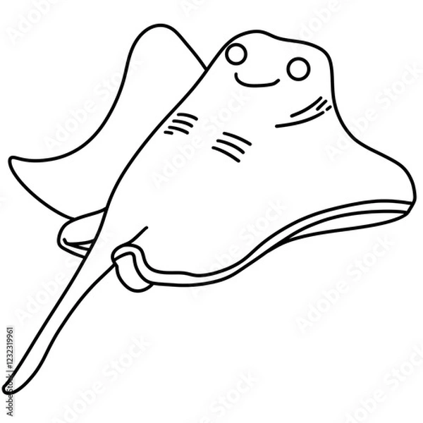 Fototapeta illustration of a ghost. Coloring book page for adult. Underwater seabed with algae and corals, line art design and fish.
