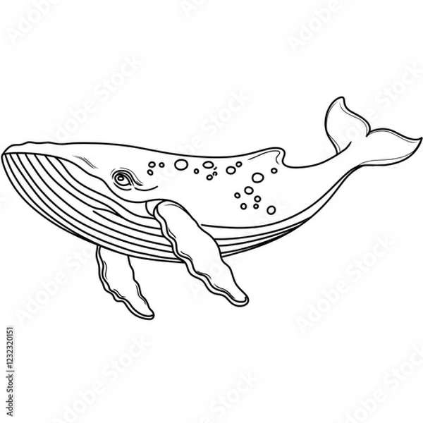 Fototapeta illustration of a fish. Coloring book page for adult. Underwater seabed with algae and corals, line art design and fish.