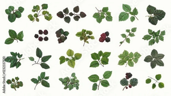 Obraz Vintage Botanic Collection of Leaves and Berries in High Resolution