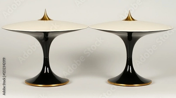 Obraz Minimalist Retro Table Lamps Isolated on Bright Background