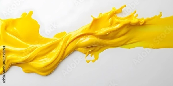Obraz Vibrant yellow paint fluid flowing on a white background, creates a visual effect, generative AI