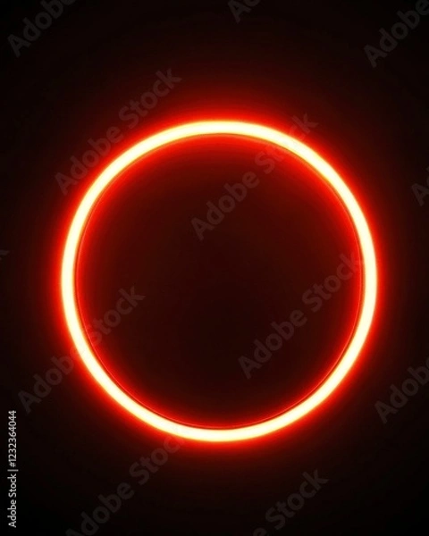 Fototapeta Bright Red Neon Circle Glow on Dark Background for Stunning Visuals