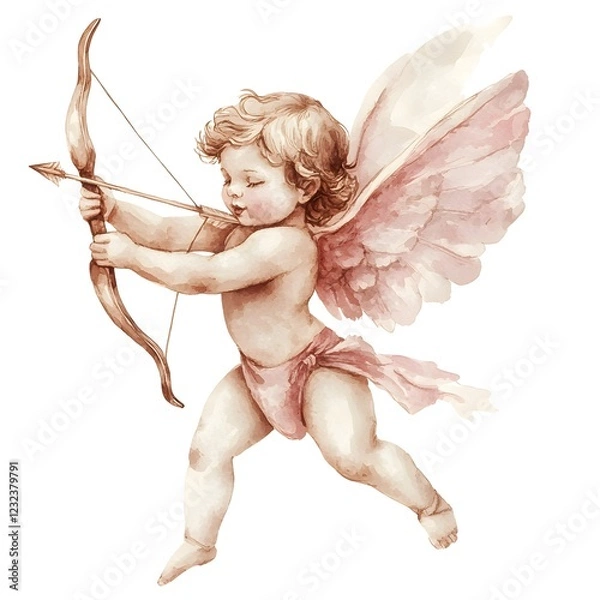 Obraz Cupid flying with bow and arrow, spreading love with a smile