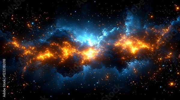 Fototapeta Cosmic Clouds and Starry Nebulae Illuminate the Vast Expanse of Space with Brilliant Colors