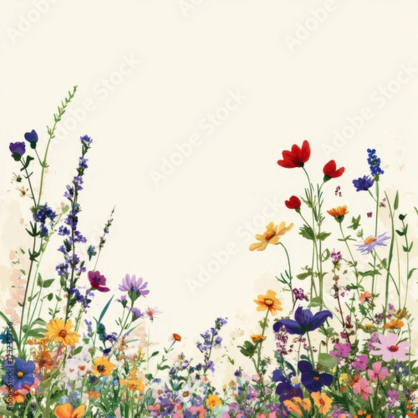 Obraz Vibrant wildflowers on a soft background