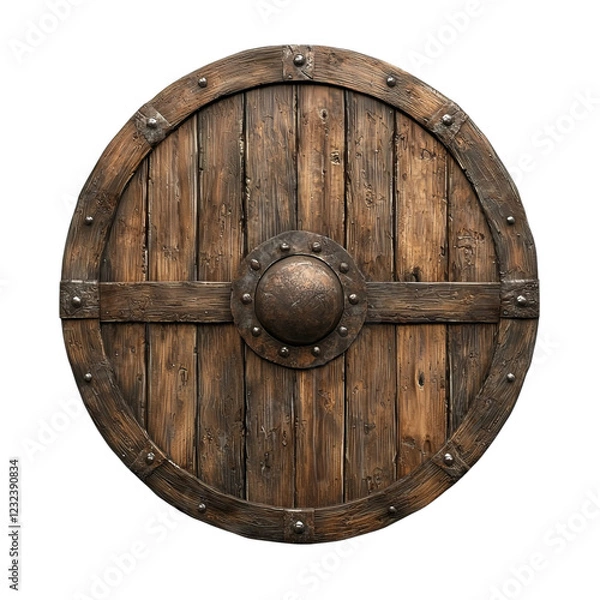 Obraz A medieval roundwooden shield positioned centrally